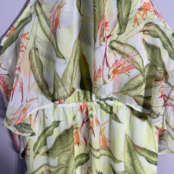 BCBGeneration Floral Ruffle Halter Maxi Dress Women's XS Tropical Resort Beach - Picture 8 of 15